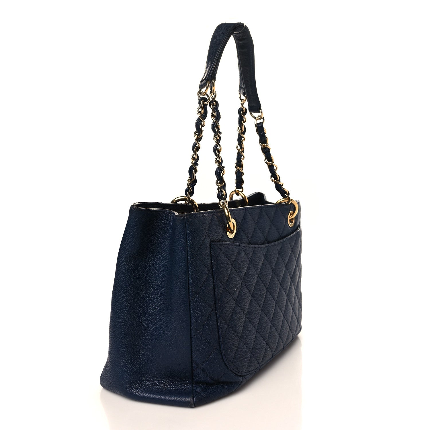 Chanel Caviar Quilted Grand Shopping Tote GST Dark Navy Blue 3 of 11