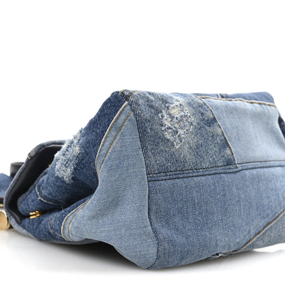 Dolce & Gabbana Calfskin Denim Patchwork Mini Miss Sicily Satchel Blue 9 of 11