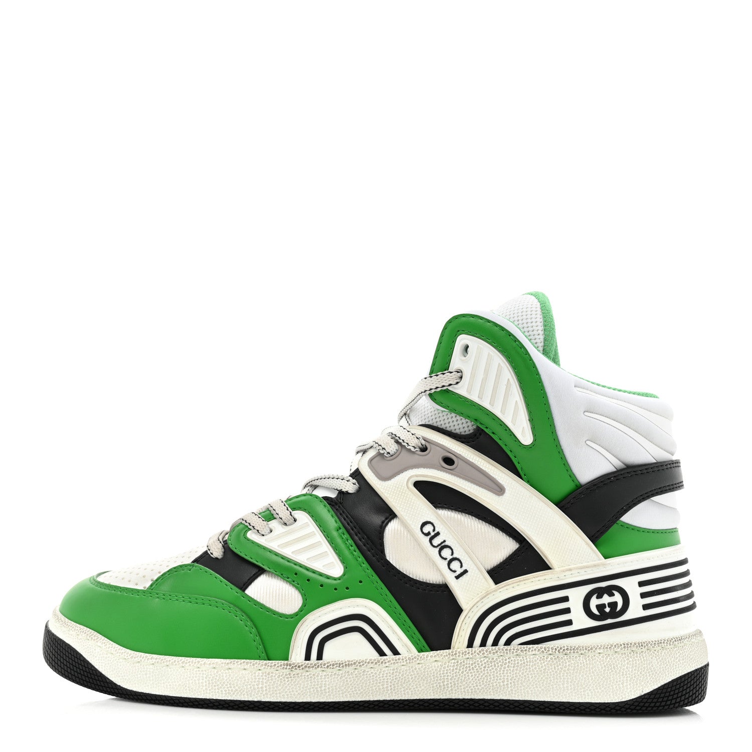 Gucci Demetra GG Supreme Monogram Mens Basket High Top Sneakers 9.5 Great White Green Black 1 of 11