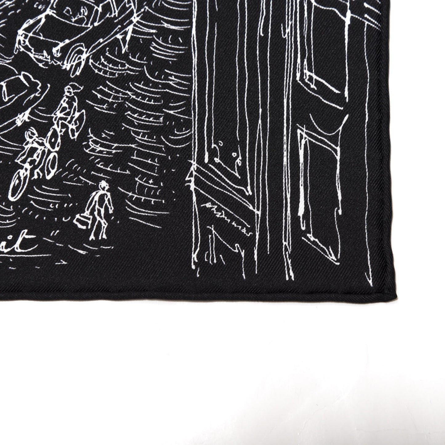 Silk Un Jardin Sur Le Toit Pocket Square Black White