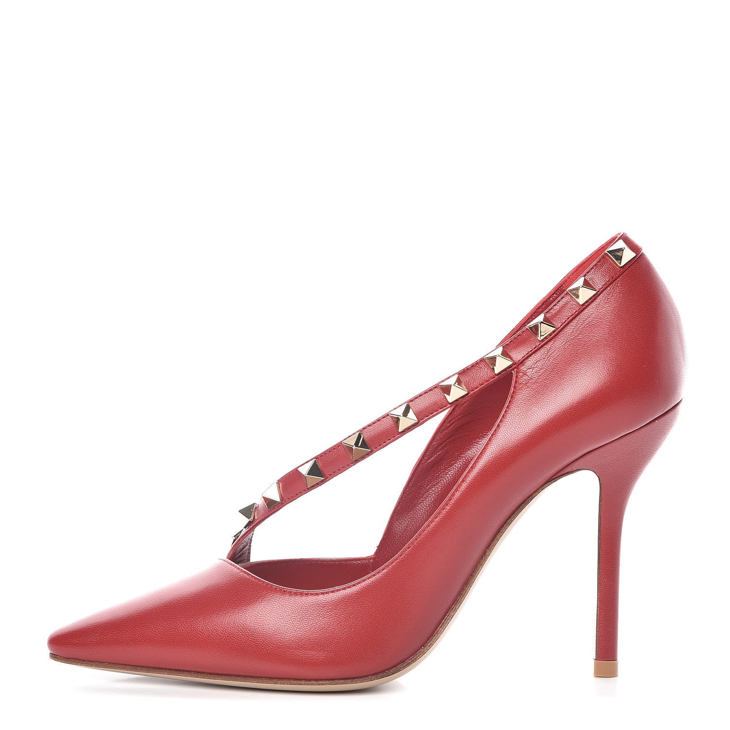 Nappa Rockstud Cross Strap D'Orsay 105mm Pumps 37.5 Rosso Valentino
