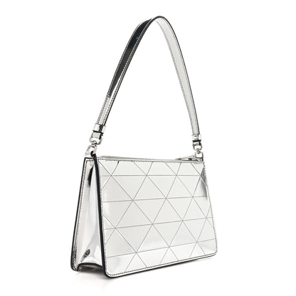 Prada Spazzolato Metal Triangle Logo Triangle Patterned Mini Shoulder Bag Argento 3 of 9