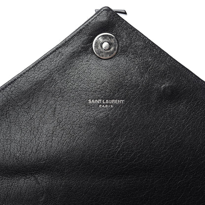Saint Laurent Sheepskin Matelasse Chevron Monogram Monochrome Large College Satchel Black 5 of 14