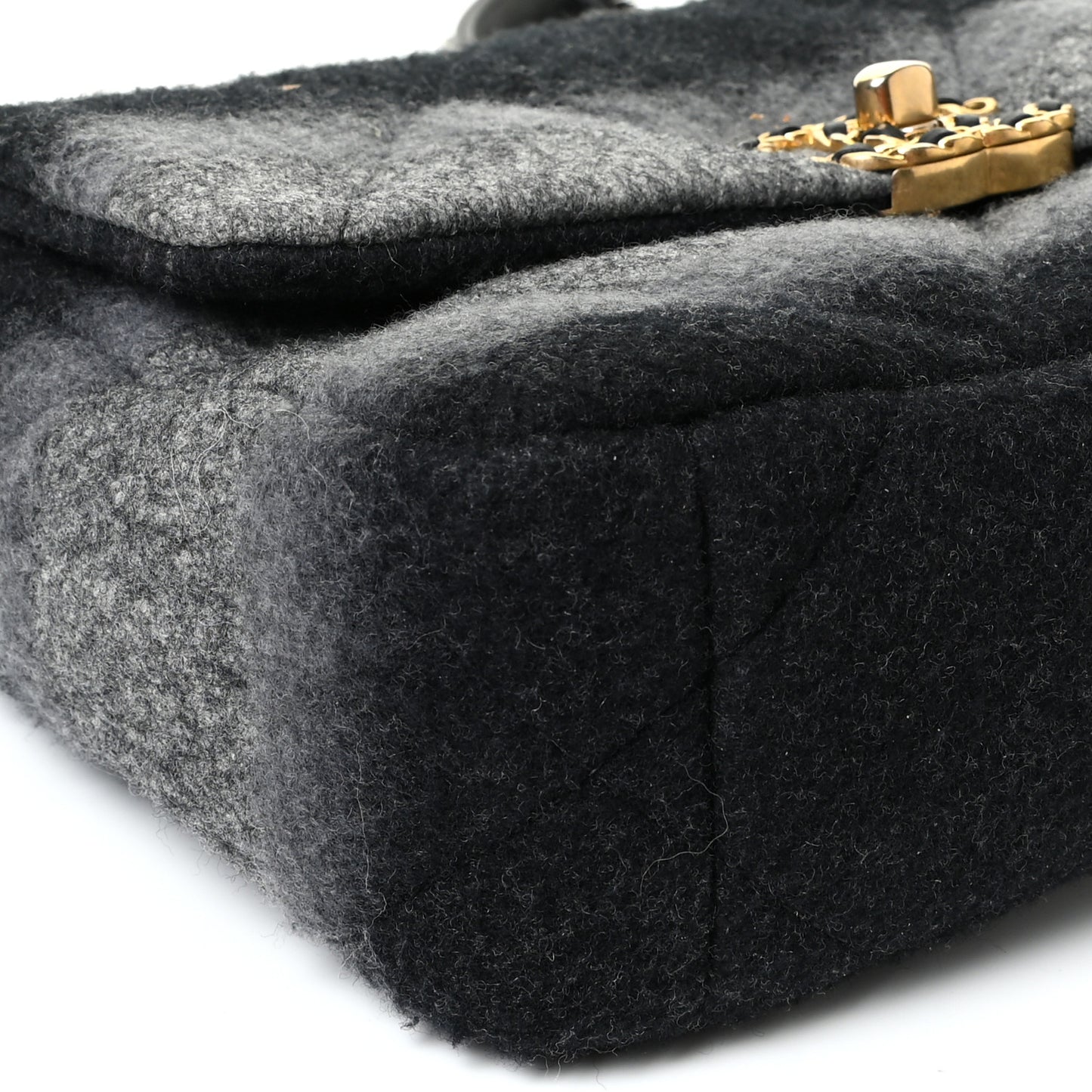 Wool Quilted Medium Chanel 19 Flap Black Grey