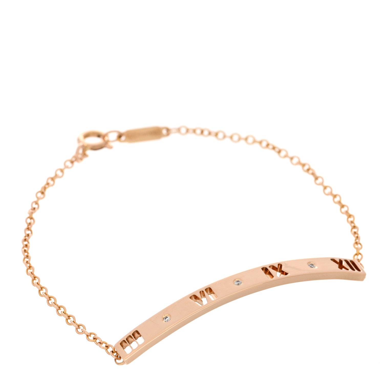 Tiffany 18K Rose Gold Diamond Atlas Bar Pierced Bracelet 1 of 3
