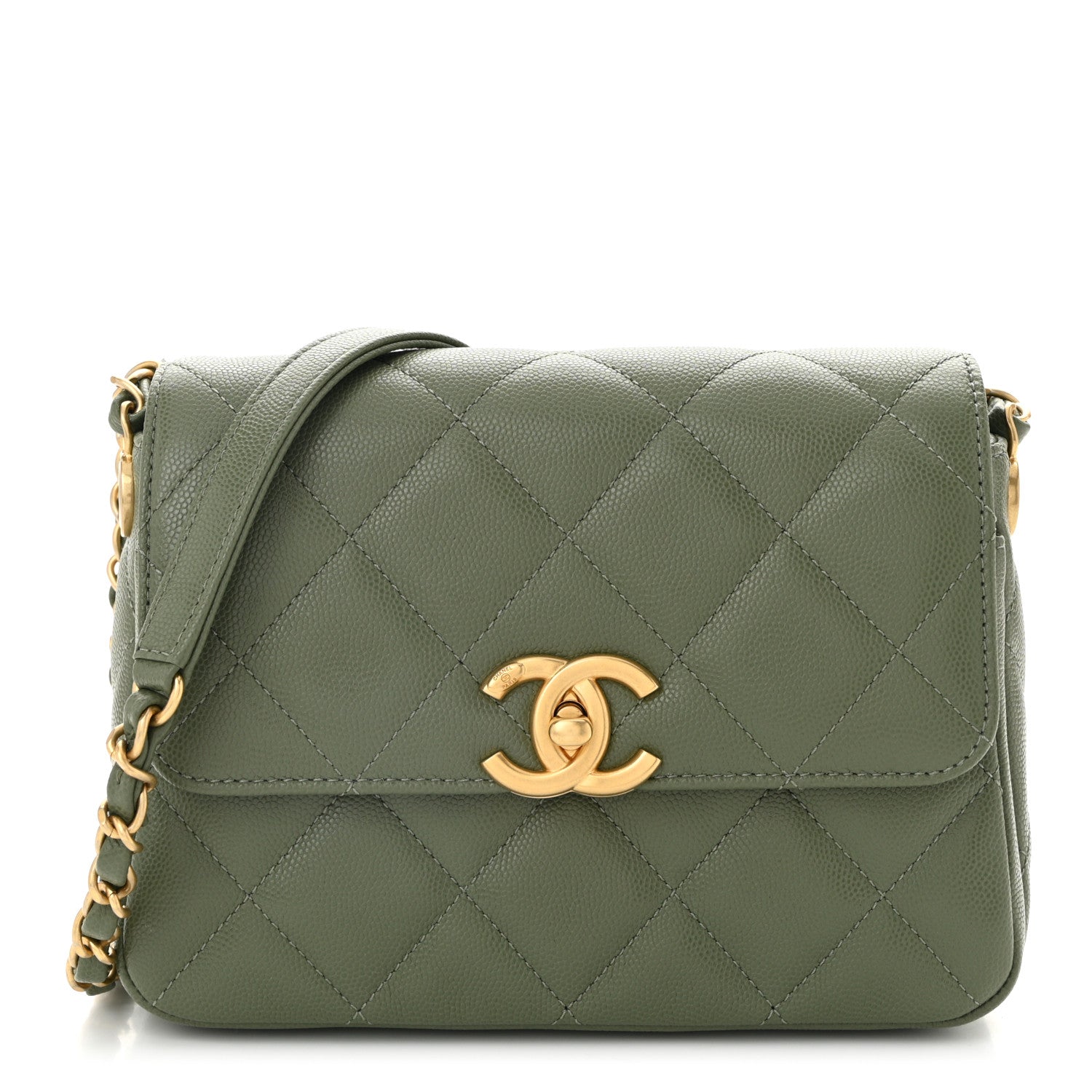 Chanel Shiny Caviar Quilted Mini Flap Khaki 1 of 11
