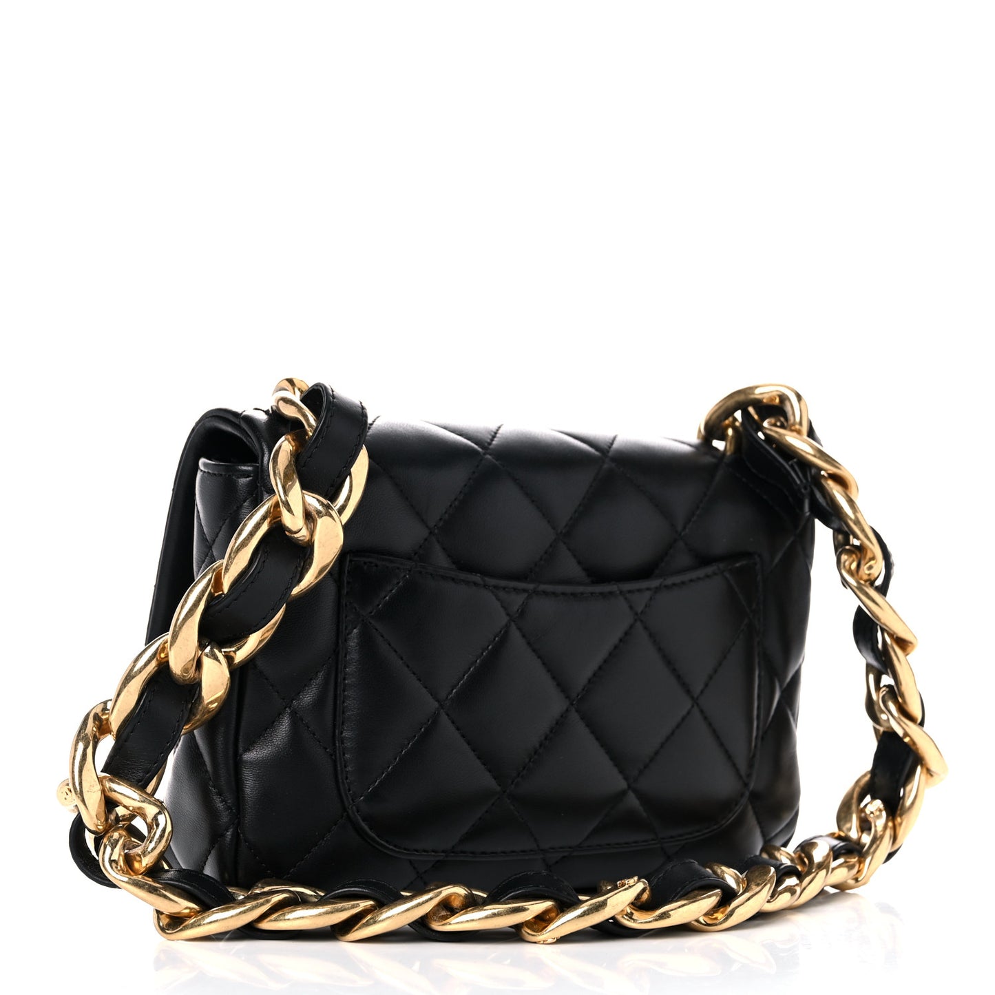 Lambskin Quilted Small Funky Town Flap Black
