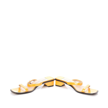 Louis Vuitton Patent Leather Bow Strappy Sandals Heels 37.5 Yellow 3 of 12