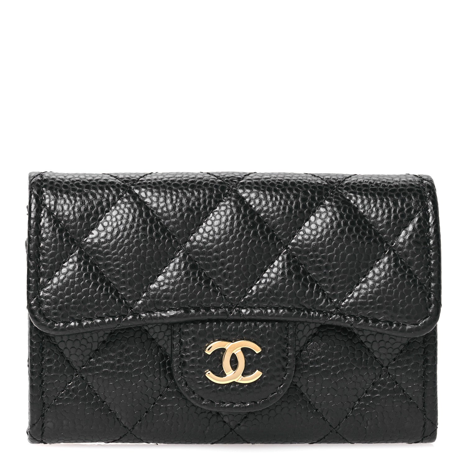 Chanel Caviar Quilted Flap Card Holder Wallet Black 1 of 9