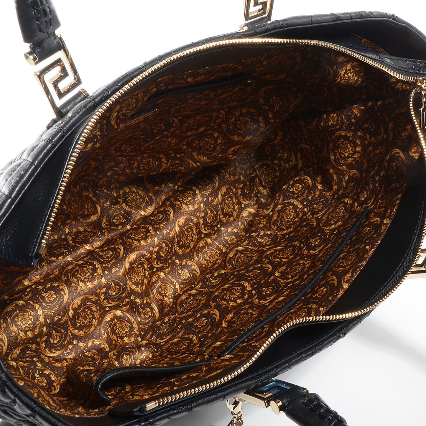 Barocco Quilted Leather Elettra Vanitas Tote Black