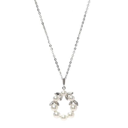 Mikimoto Sterling Silver Akoya Pearl Wreath Pendant Necklace 1 of 5