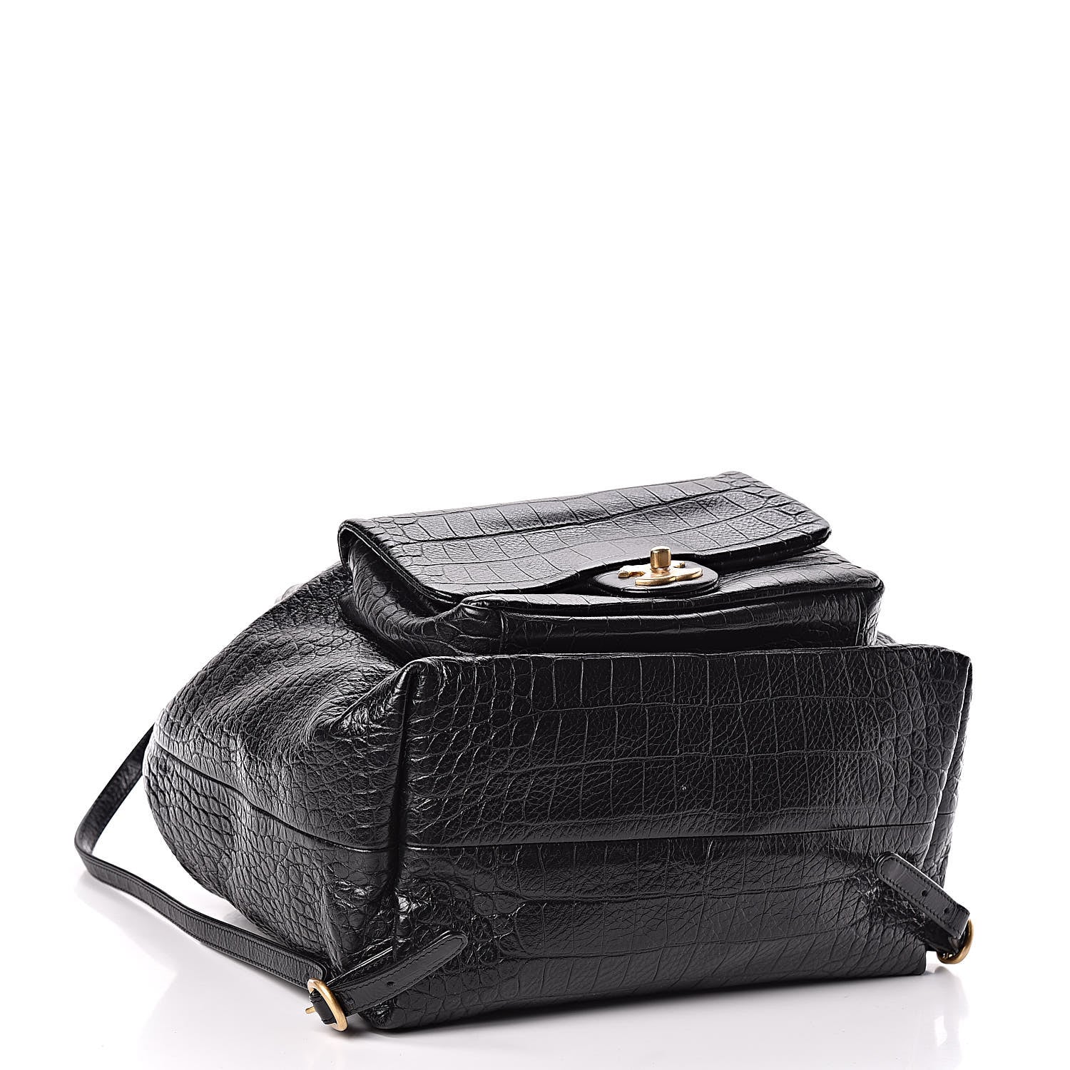 Chanel Calfskin Crocodile Embossed Large Backpack Black 4 of 11