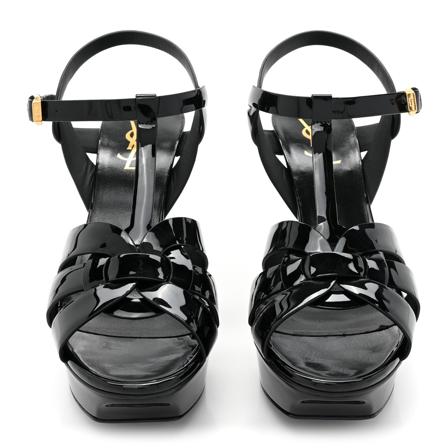 Saint Laurent Patent Tribute 75 Platform Sandals 38 Black 2 of 9