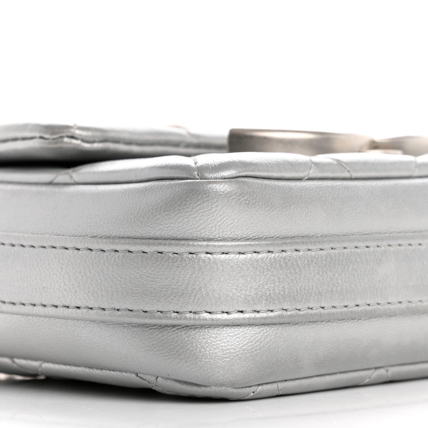 Chanel Metallic Lambskin Quilted Mini Giant CC Flap Argent 10 of 13