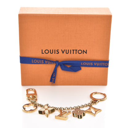 Louis Vuitton Brass Enamel Fleur De Monogram Bag Charm Chain Gold 4 of 4