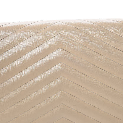 Saint Laurent Grain De Poudre Matelasse Chevron Monogram Chain Wallet Nude Powder 8 of 15
