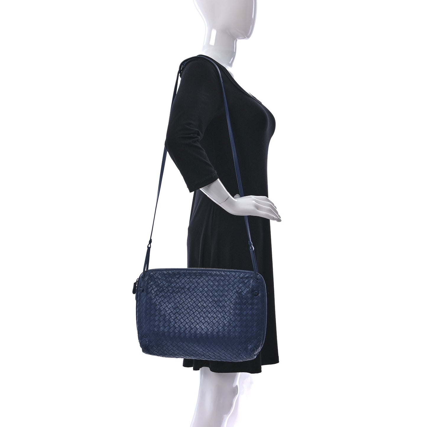 Nappa Intrecciato Pillow Crossbody Messenger Blue