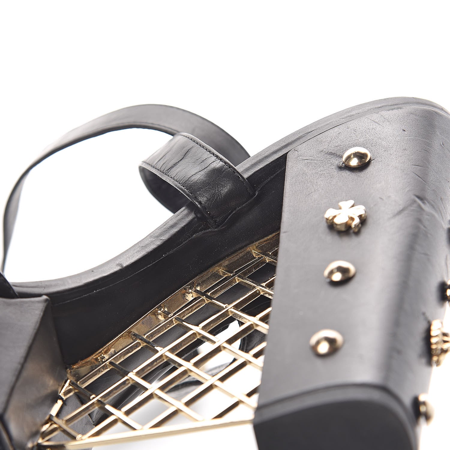 Chanel Calfskin Studded Platform Pumps 40 Black 10 of 10