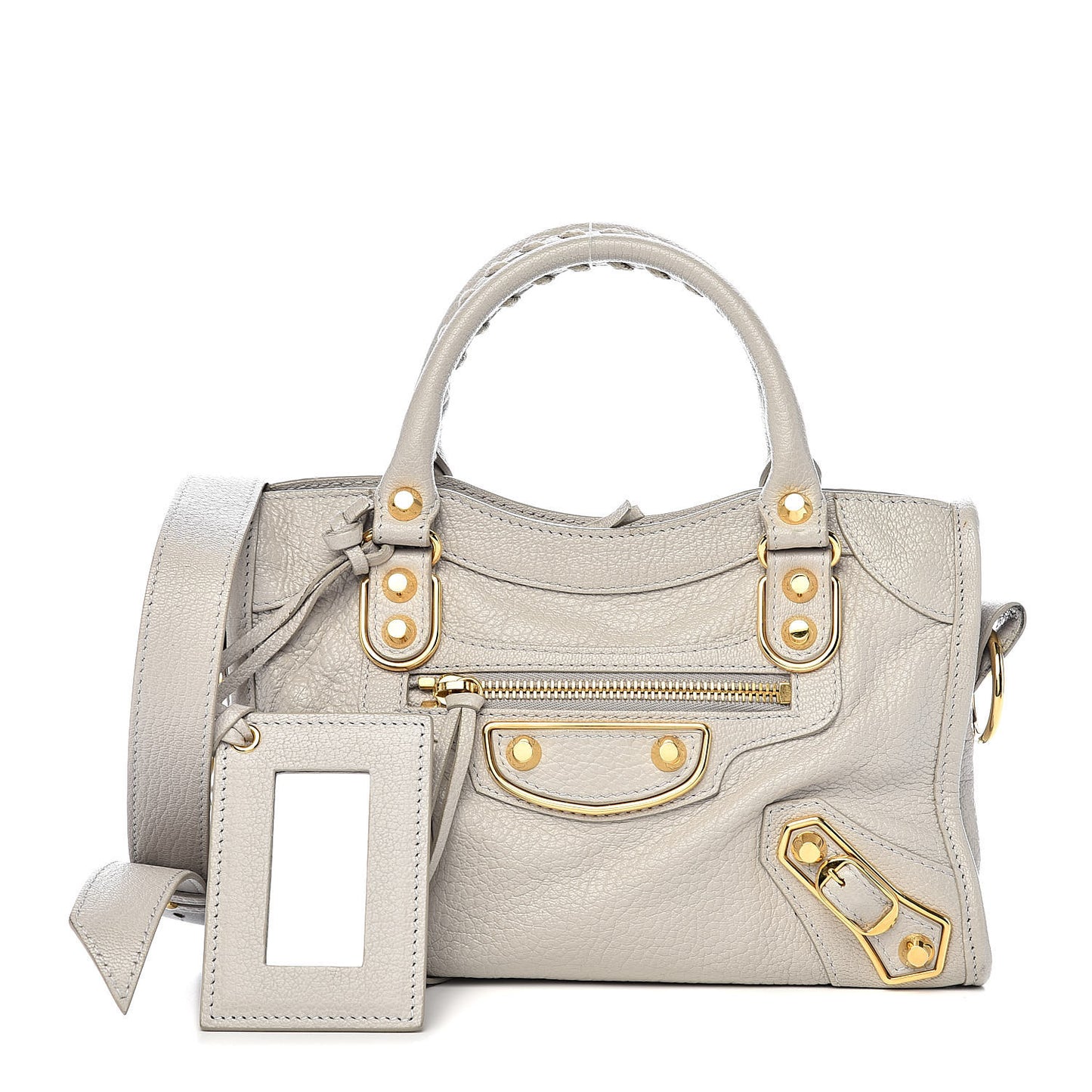 Chevre Gold Metallic Edge Hardware Mini City Gris Clair Gris Perle