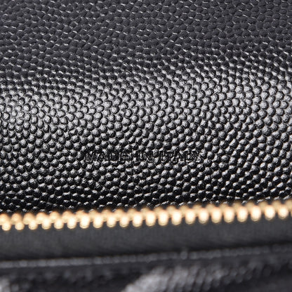 Saint Laurent Grain De Poudre Matelasse Chevron Monogram Envelope Chain Wallet Black 6 of 8