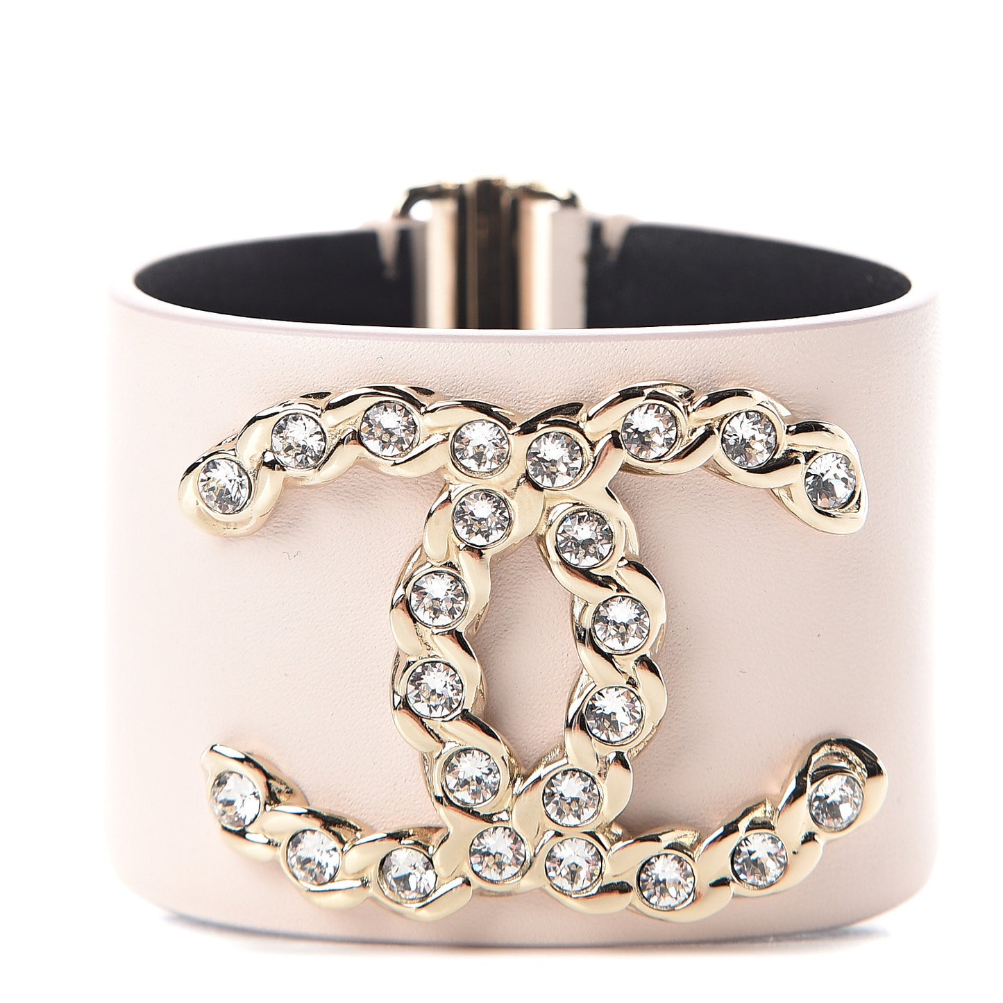 Calfskin Crystal Pearls Coronation Cuff M Pink