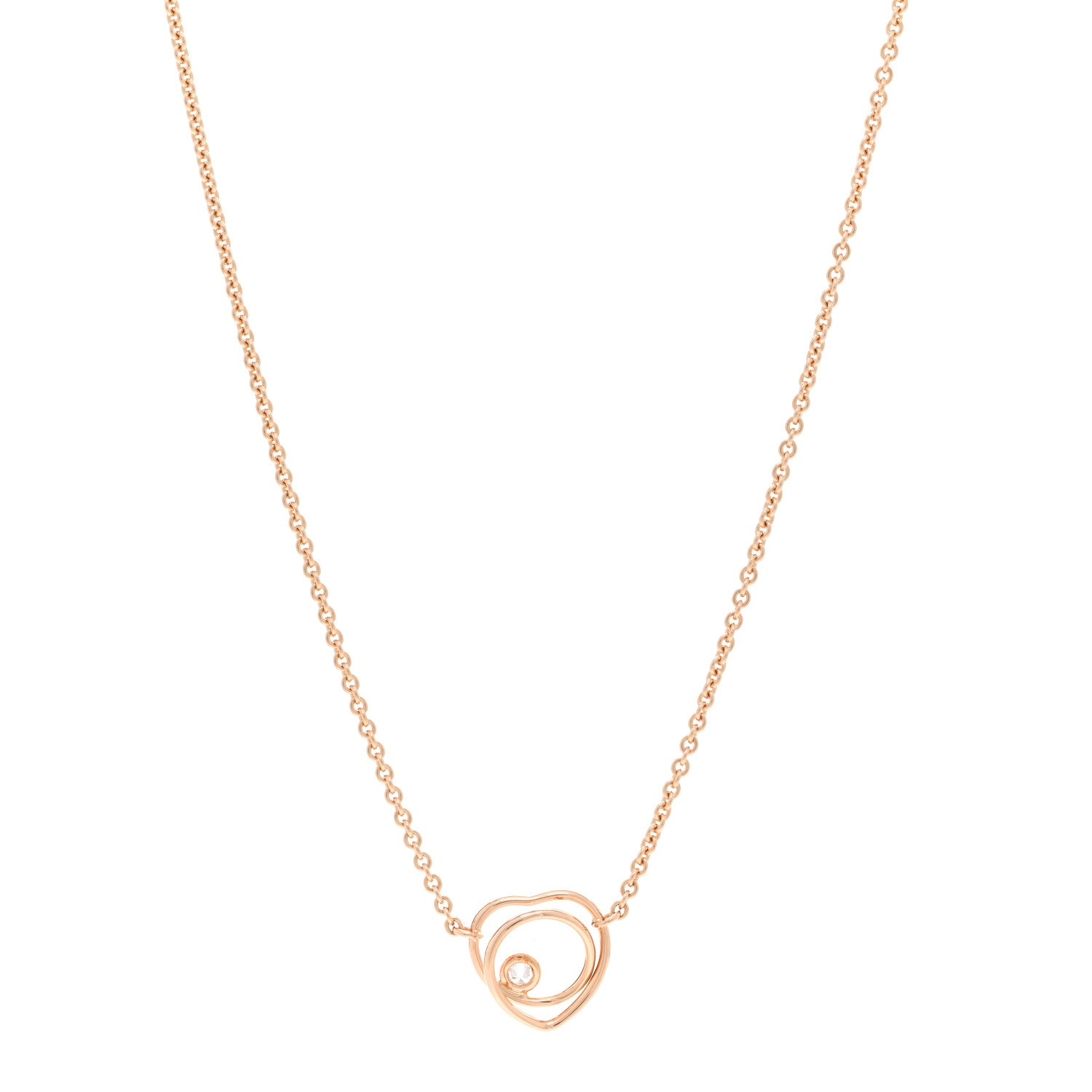 Hermes 18K Rose Gold Diamond TPM Vertige Coeur Necklace ST 1 of 5