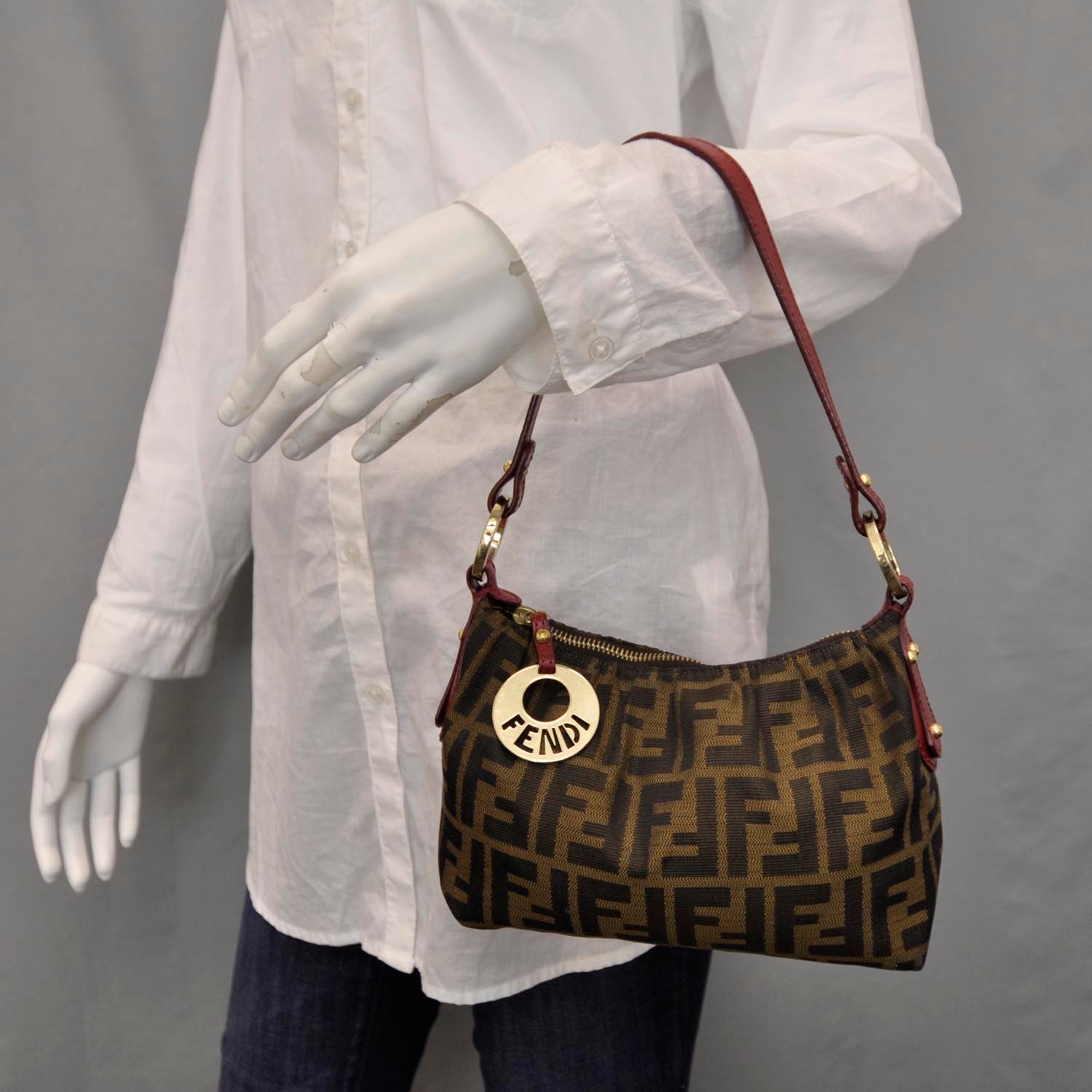 Fendi Zucca Cuoio Lucido Mini Chef Hobo Tobacco Rosso Scuro 2 of 7