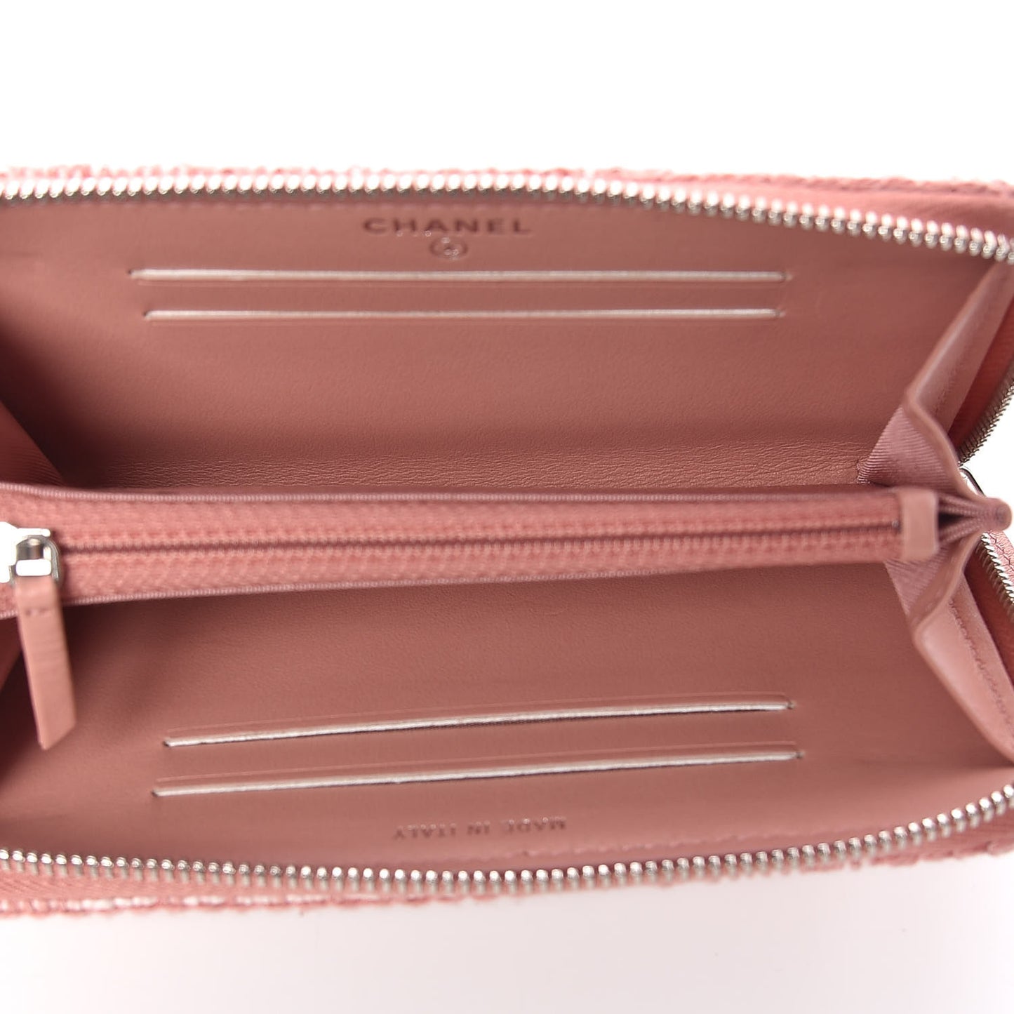 Lurex Canvas Deauville Medium Zip Around Wallet Pink