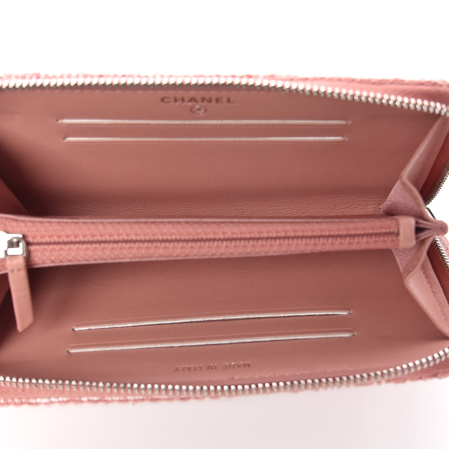 Chanel Lurex Canvas Deauville Medium Zip Around Wallet Pink 5 of 11