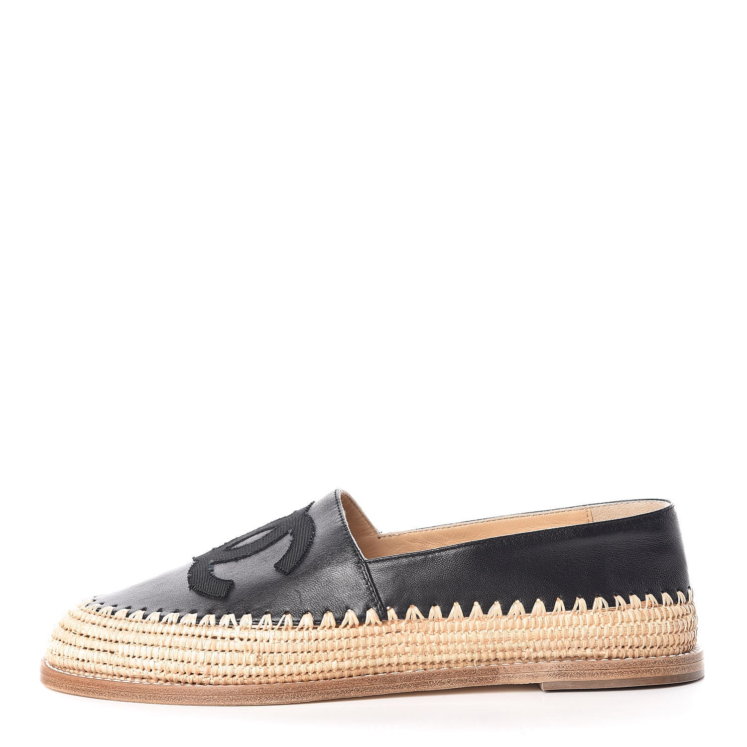 Chanel Lambskin Grosgrain CC Espadrilles 38 Black 1 of 8