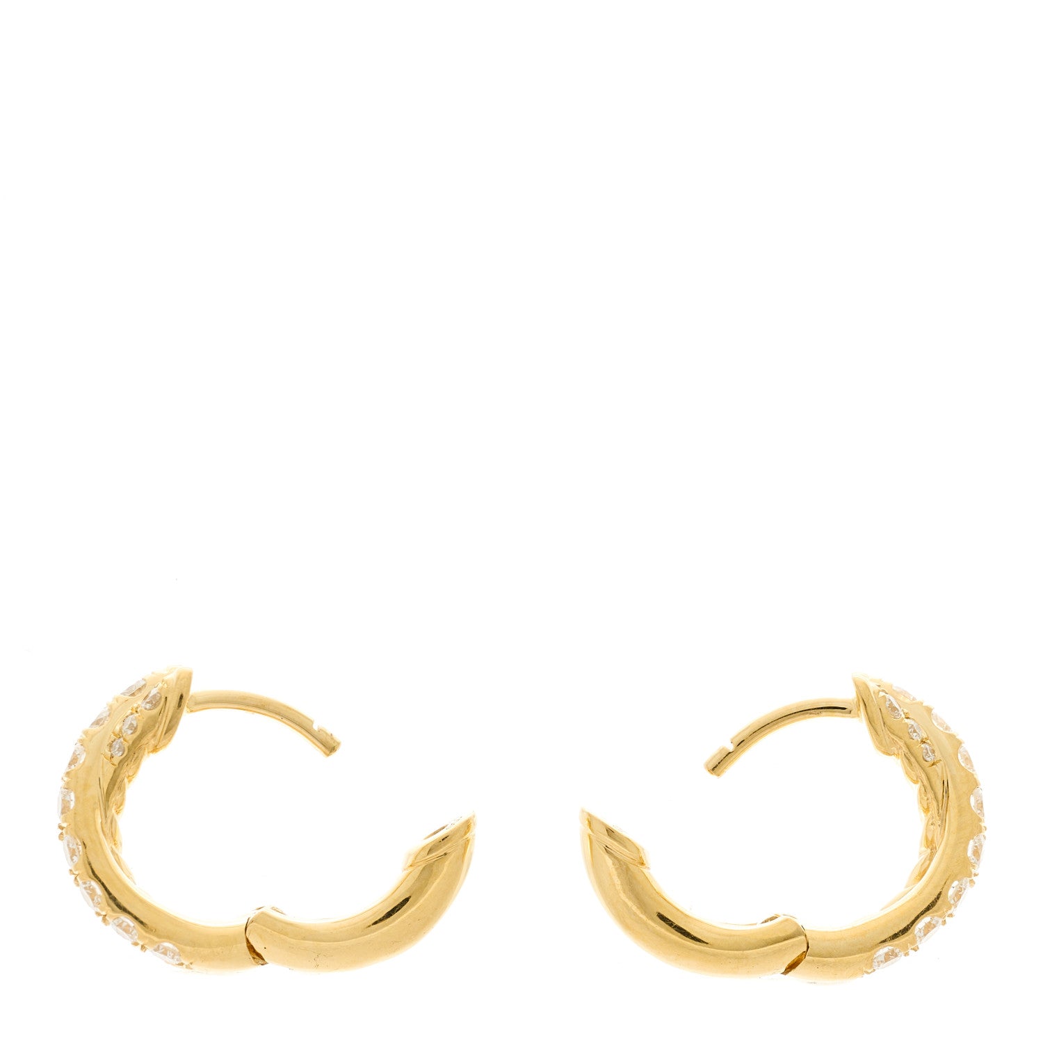 David Yurman 18K Yellow Gold Diamond Crossover Pave Hoop Earrings 2 of 3