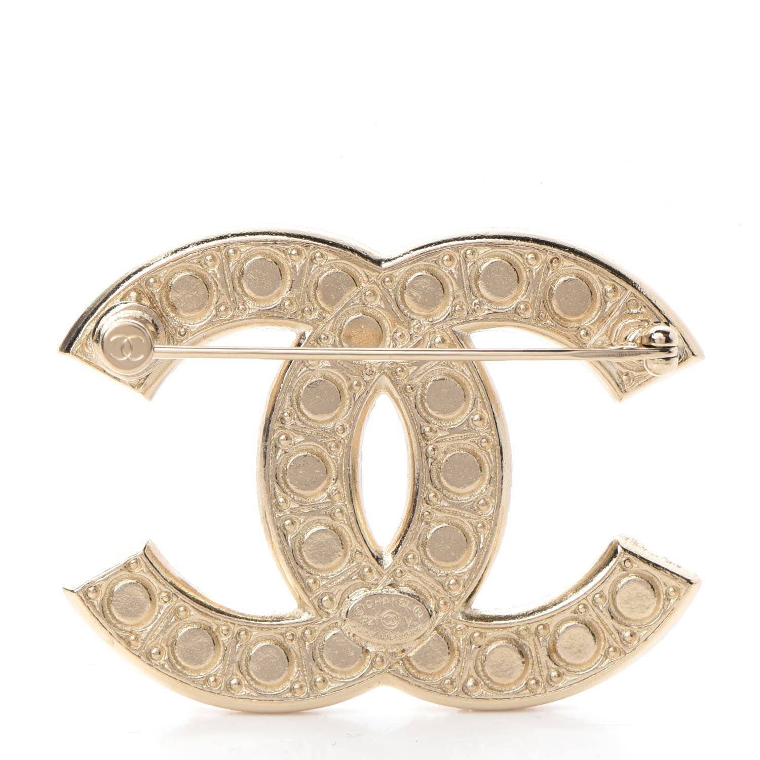 Chanel Pearl Crystal CC Brooch Gold 3 of 5