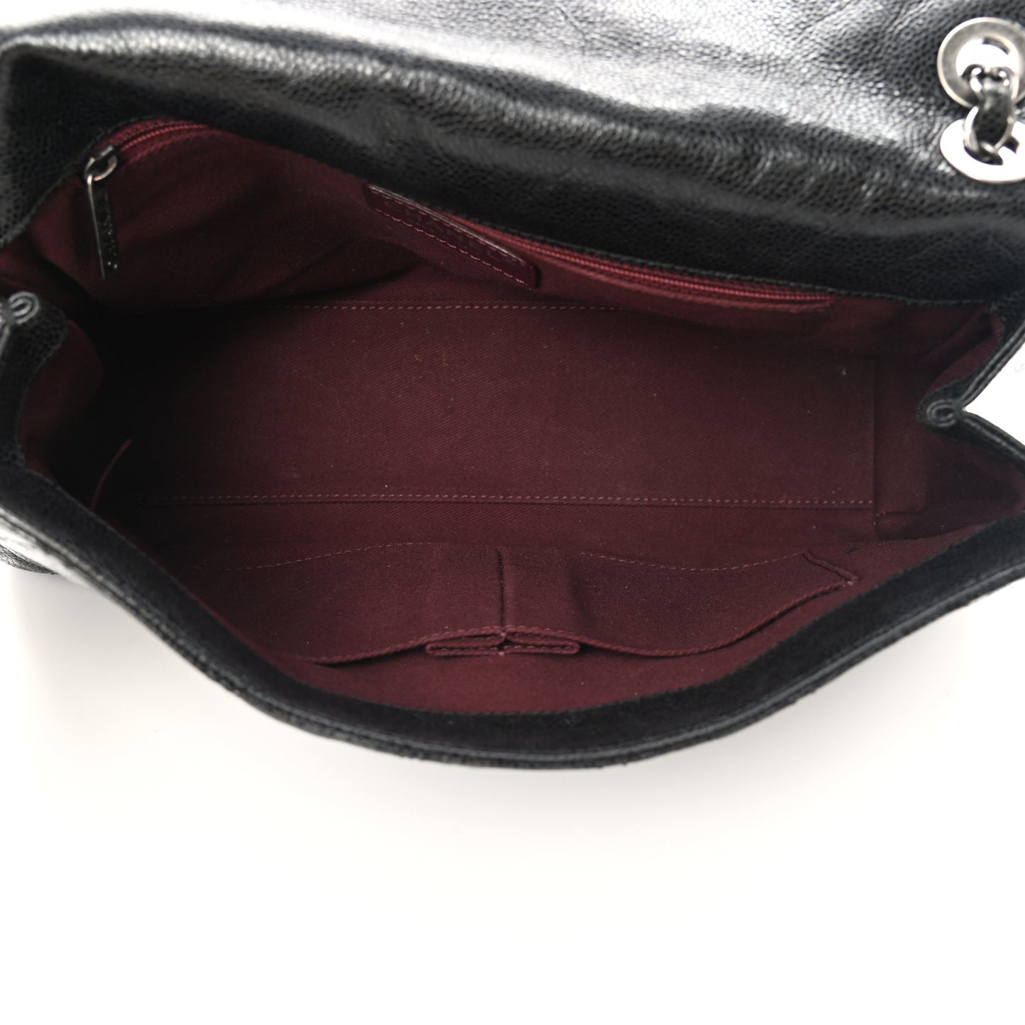 Crumpled Grained Calfskin Jumbo CC Crave Flap Black