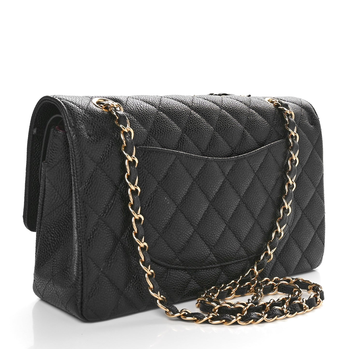 Caviar Quilted Medium Double Flap Black