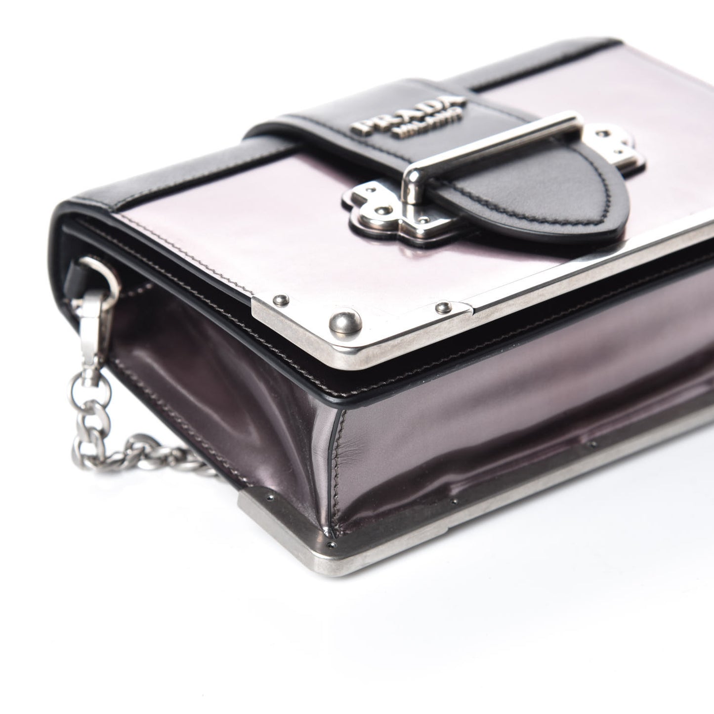 Metallic Vitello Saffiano Cahier Bag Ferro Black