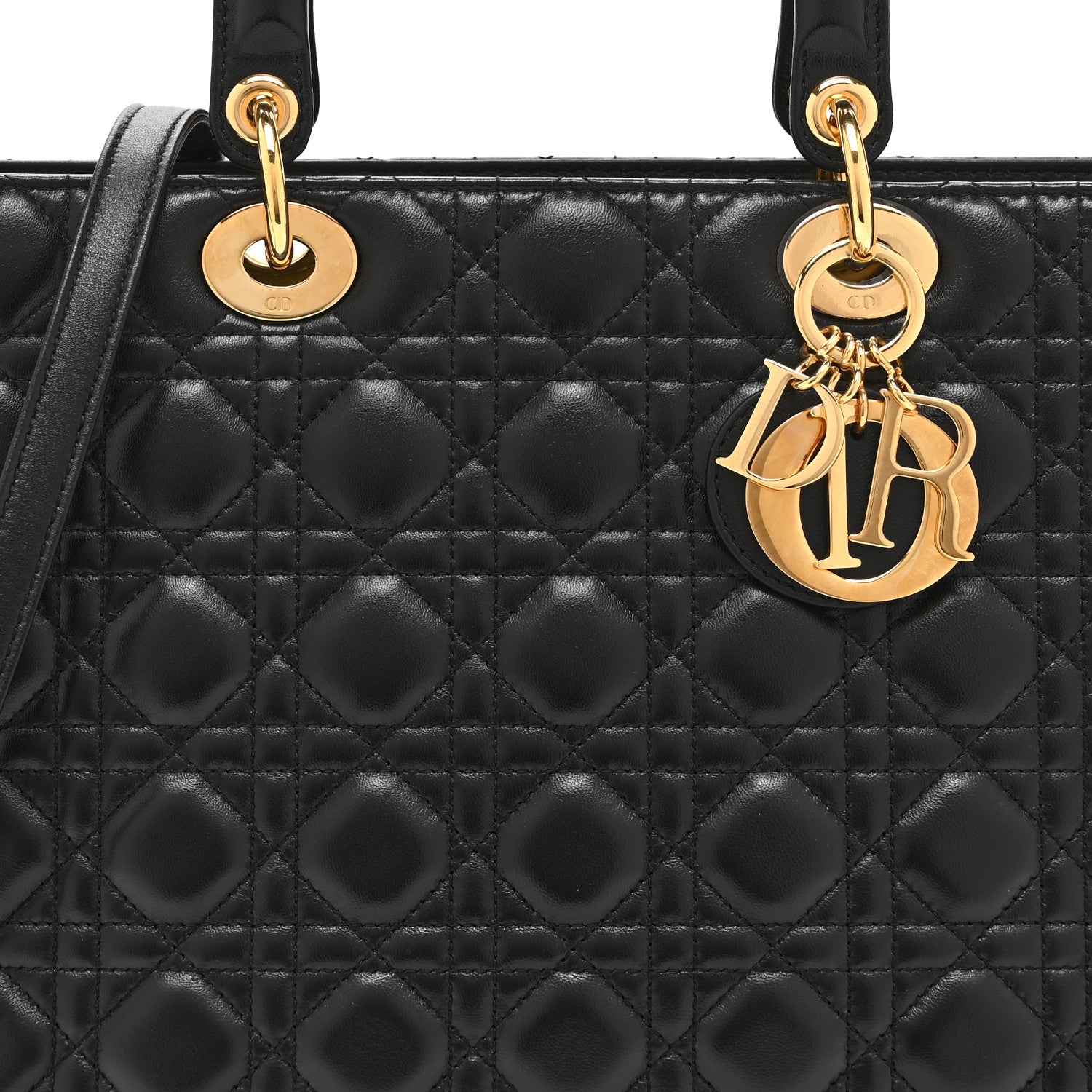 Christian Dior Lambskin Cannage Large Lady Dior Black 8 of 10