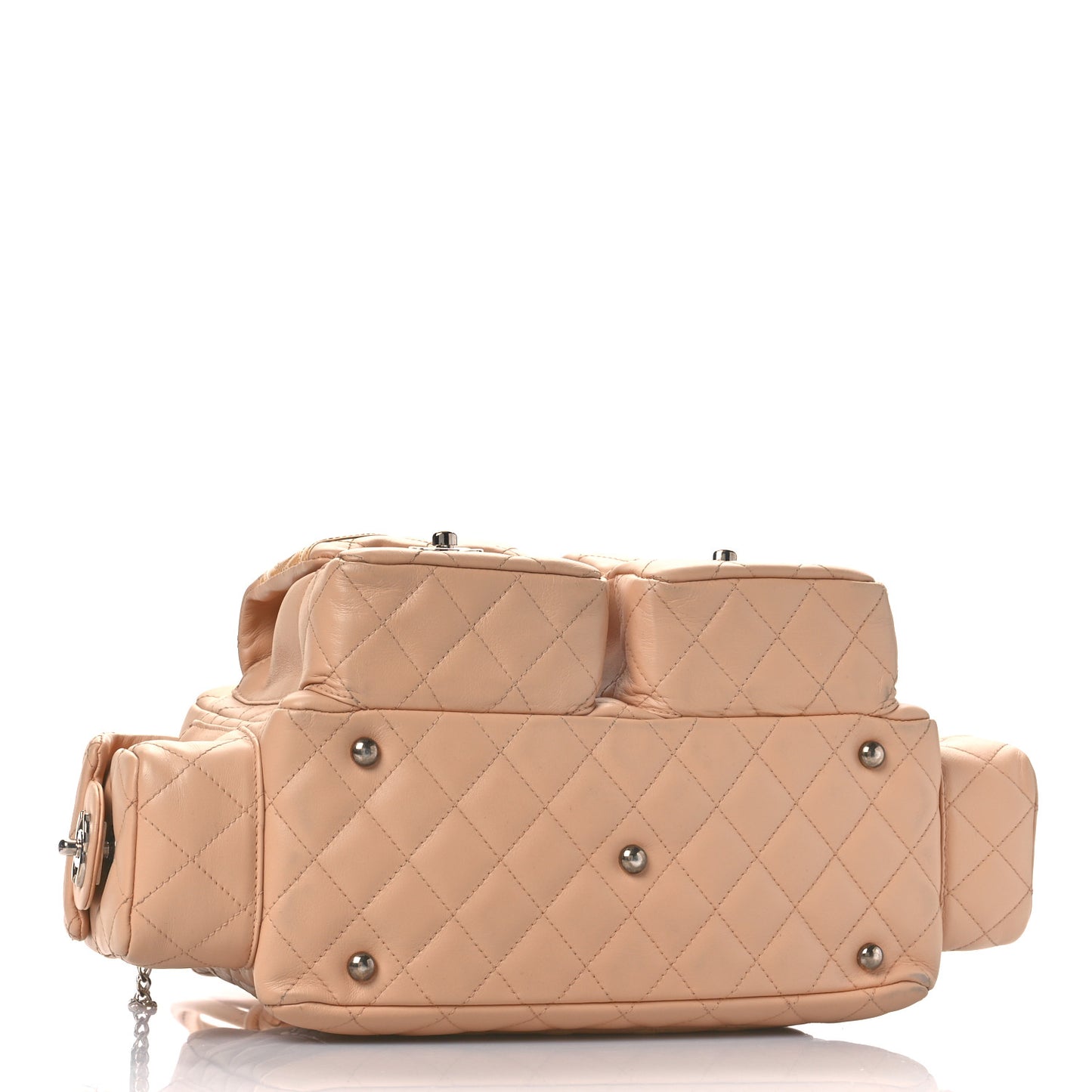 Calfskin Quilted Small Cambon Multipocket Reporter Beige