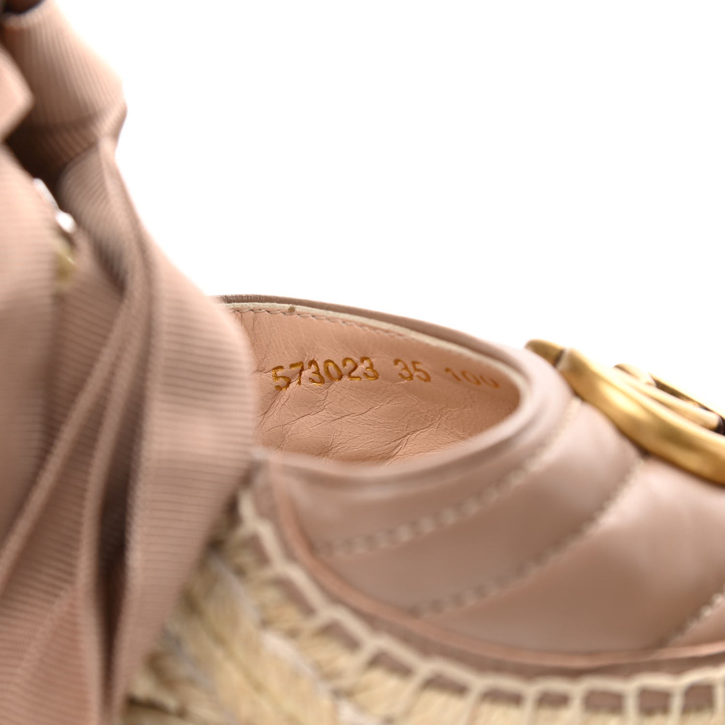 Nappa Matelasse GG Marmont Ankle Wrap Platform 35/120mm Espadrille Wedges 35 Porcelain Rose