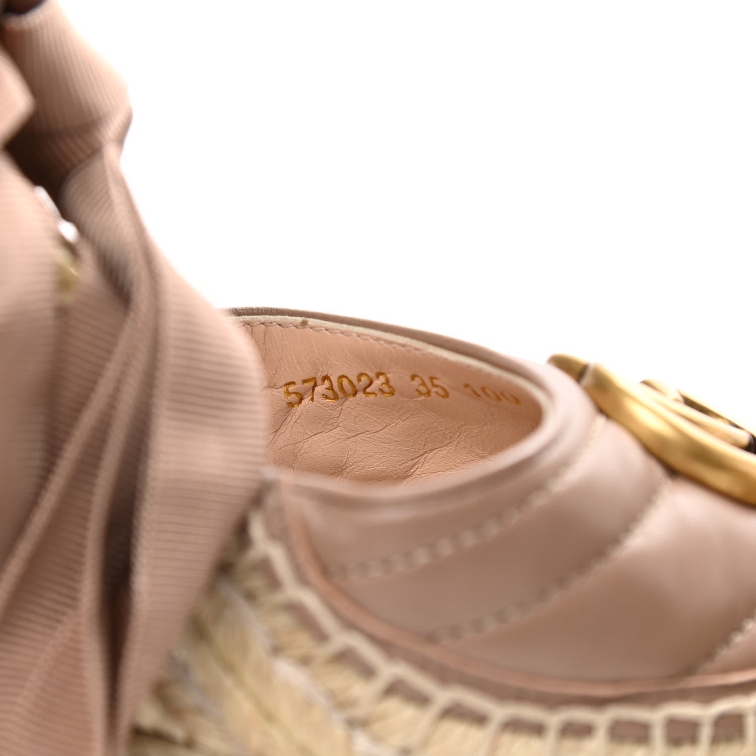Gucci Nappa Matelasse GG Marmont Ankle Wrap Platform 35/120mm Espadrille Wedges 35 Porcelain Rose 8 of 13