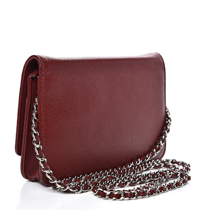 Chanel Caviar Timeless CC Wallet on Chain WOC Dark Red 2 of 16
