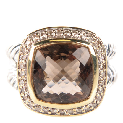 David Yurman Sterling Silver 18K Yellow Gold Diamond Smoky Quartz 11mm Albion Ring 52 6 1 of 5