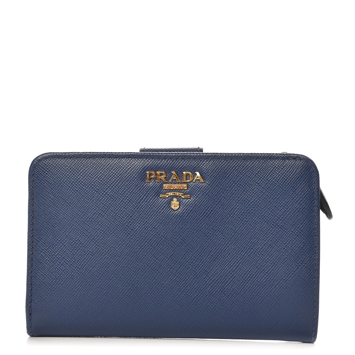 Prada Saffiano Metal Compact Wallet Bleuette 1 of 7