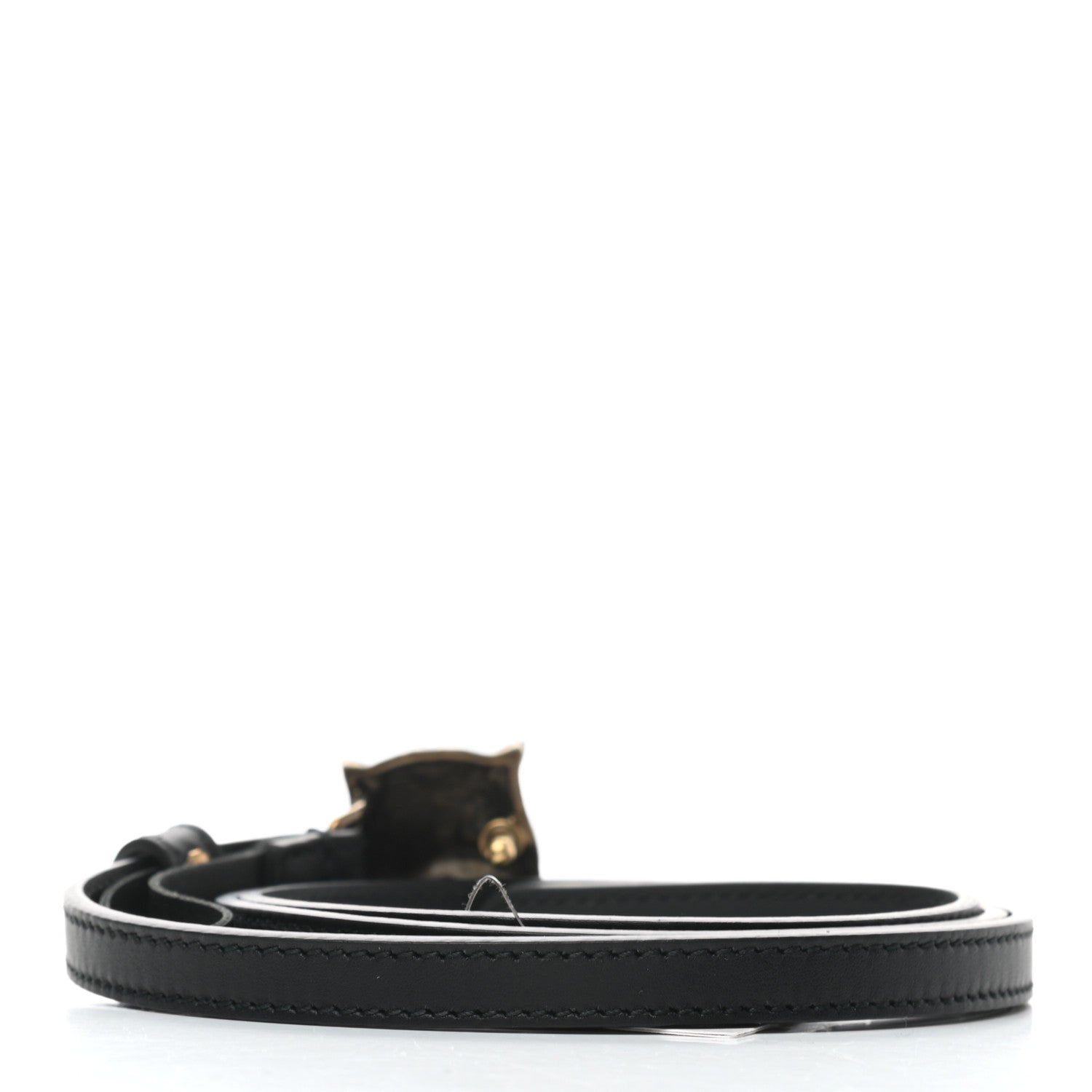 Gucci Calfskin Crystal Tiger Head Buckle Thin Belt 85 34 Black 2 of 4