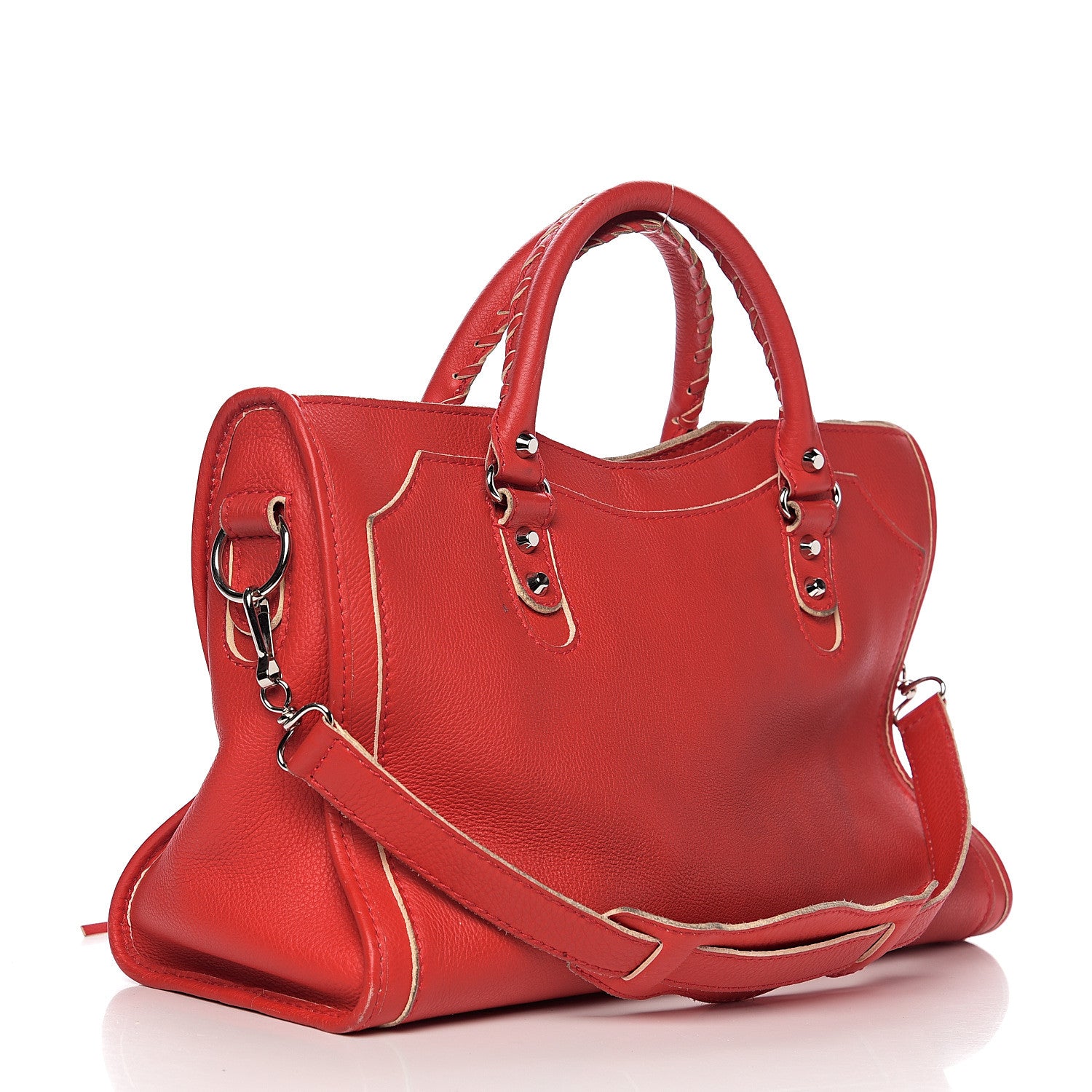 Balenciaga Supple Grained Calfskin Classic Silver Hardware Highlight City Rouge Fraise 2 of 14