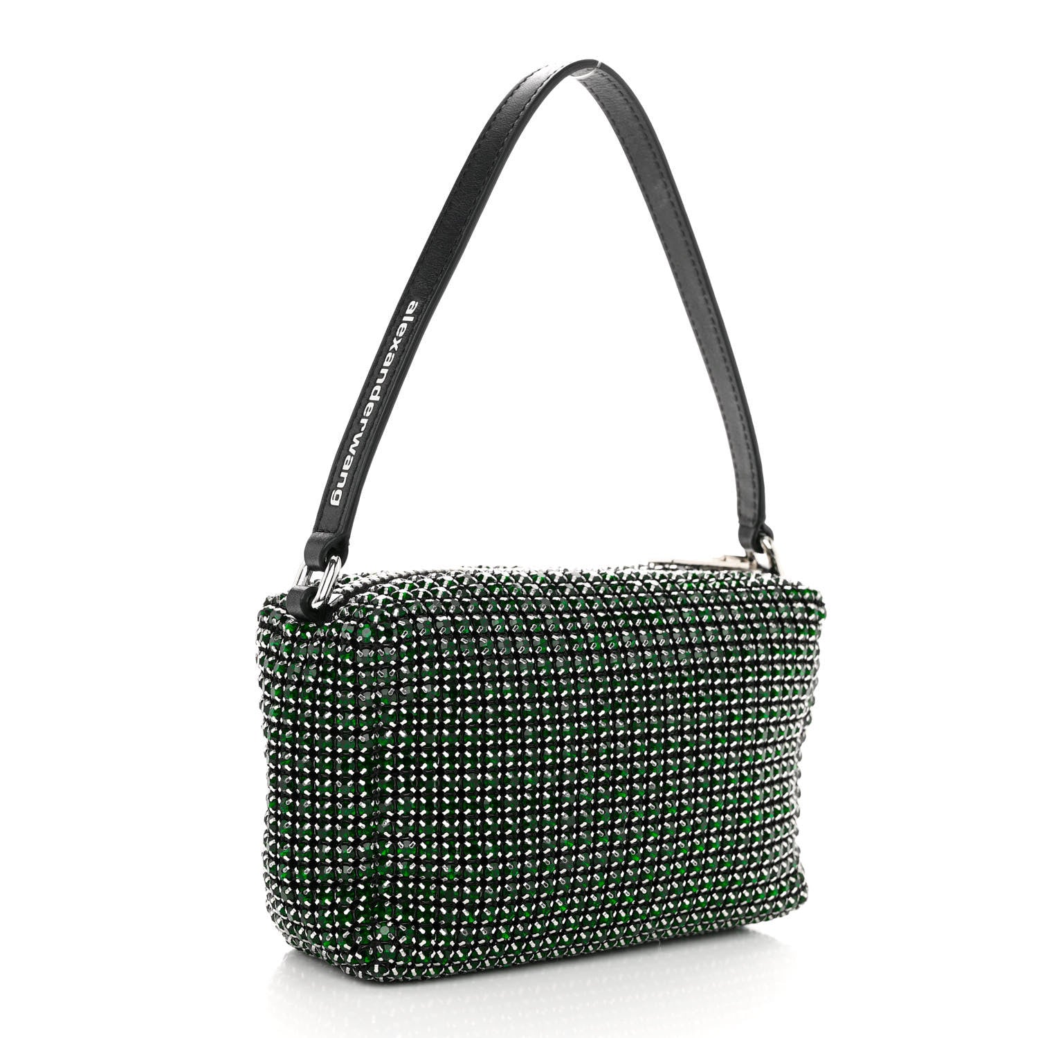 Alexander Wang Mesh Crystal Rhinestone Mini Heiress Pouch Emerald Green 3 of 9