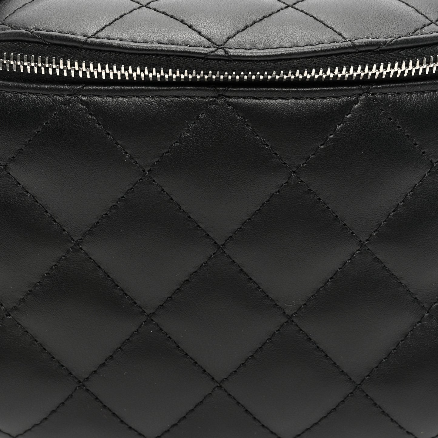 Lambskin Quilted Waist Belt Bag Black