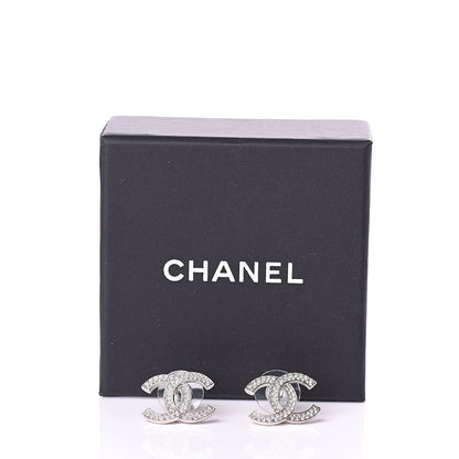 Chanel Crystal CC Earrings Silver 5 of 5