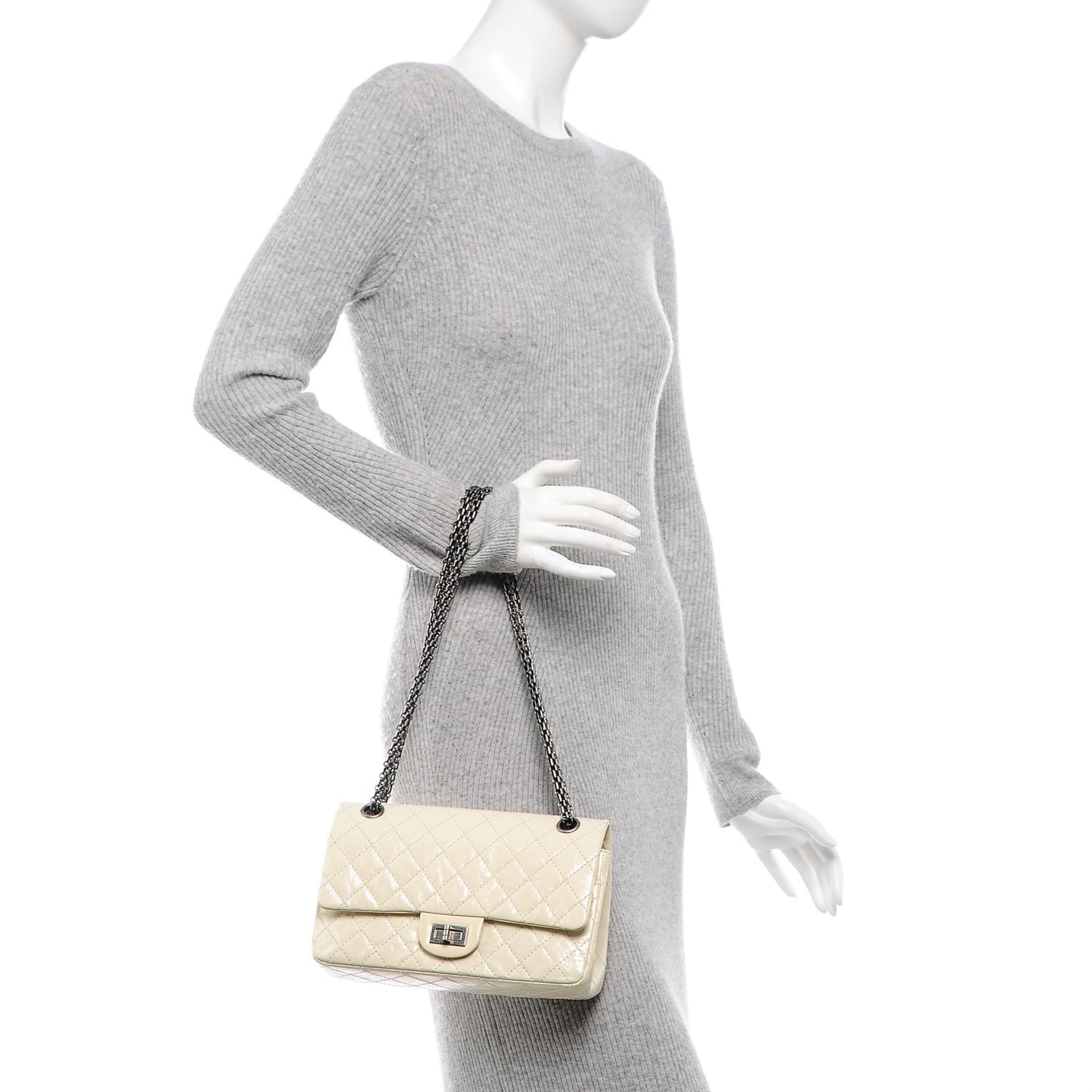 Glazed Calfskin Quilted 2.55 Reissue 225 Flap Ivory