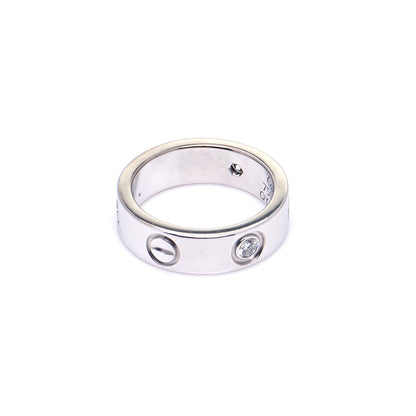 Cartier 18K White Gold 3 Diamond 5.5mm LOVE Ring 49 4.75 4 of 6