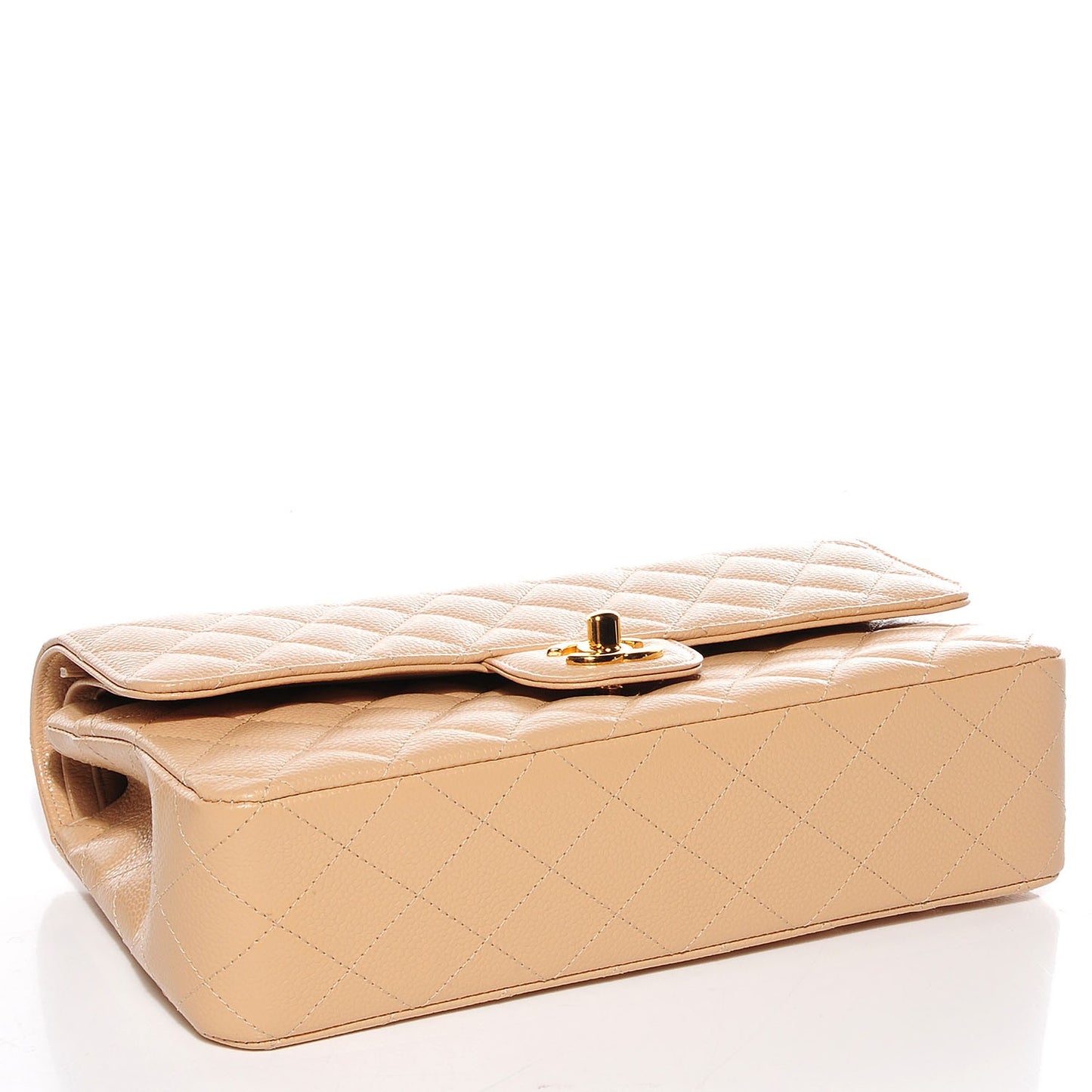 Caviar Quilted Medium Double Flap Beige Clair